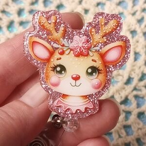 Cute Glitter Reindeer Brooch
